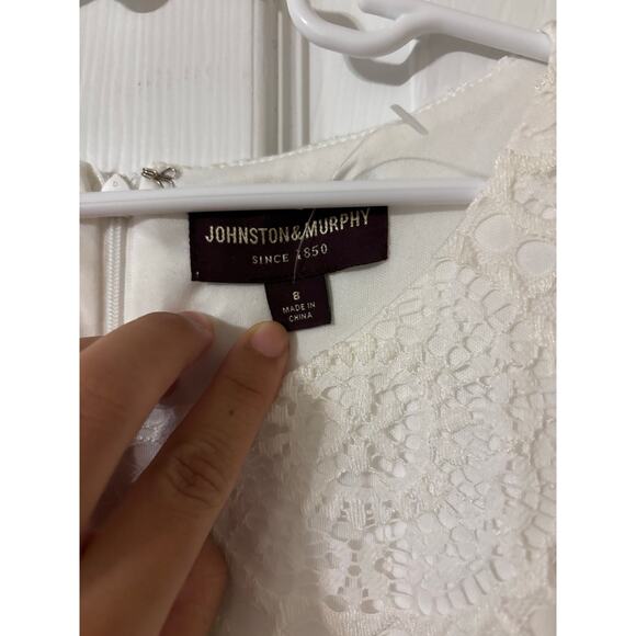 Johnston & Murphy white lace mini shirt style dress sz 8 - Picture 4 of 10